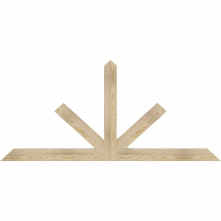 Ekena Millwork Saratoga Rough Sawn Timber Gable Bracket, Douglas Fir, 72"W x 33"H x 2"D x 4"F, 11/12 Pitch GBW072X33X0204SAR00RDF